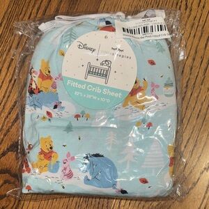 Little Sleepies Bamboo Disney Baby Blue Crib Sheet with Winnie the Pooh NWT